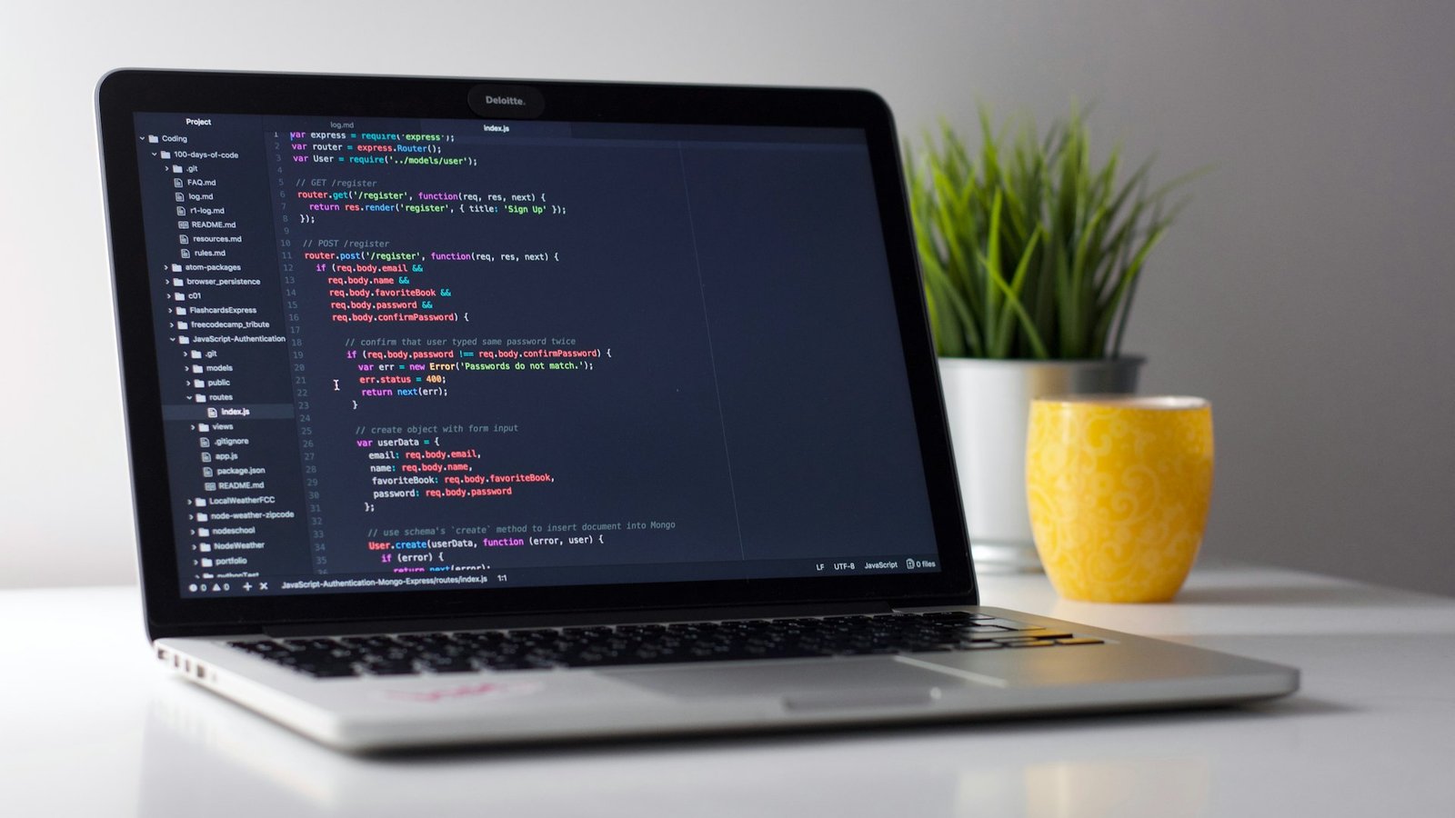 Source code on a screen